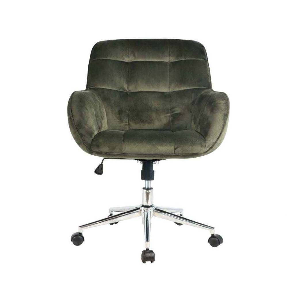 Partner Most Comfortable Green Velvet Home Office Chair With Nylon Castor