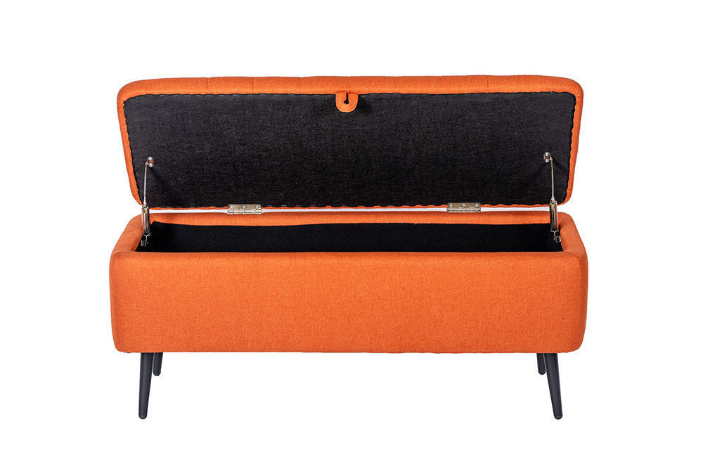 Partner Customized Modern Bedroom Orange Velvet Storage Ottoman Shoes Bench