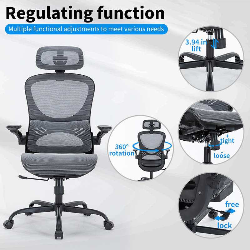 Ergonomic Office Chair, Home Office Desk Chair with Adjustable Headrest & Lumbar Support