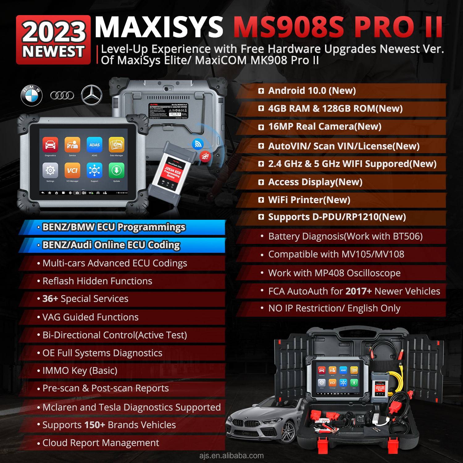 Autel MaxiSys MS908S Pro II Diagnostic Tool J2534 Auto ECU Programming And Coding For BENZ BMW Upgraded of MS908 MS908S MS908P