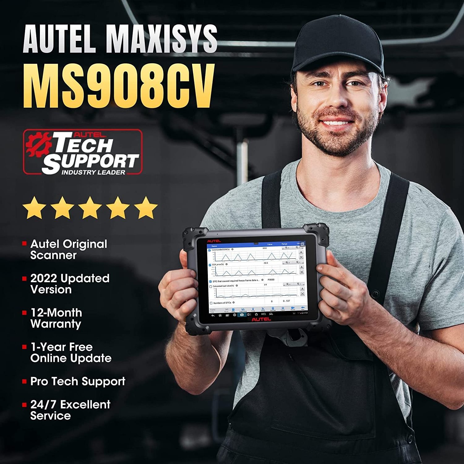 Autel MS908CV automotive truck diagnostic scanner 12v 24v obd2 cargo truck scanner truck diagnostic tools Autel MS908CV