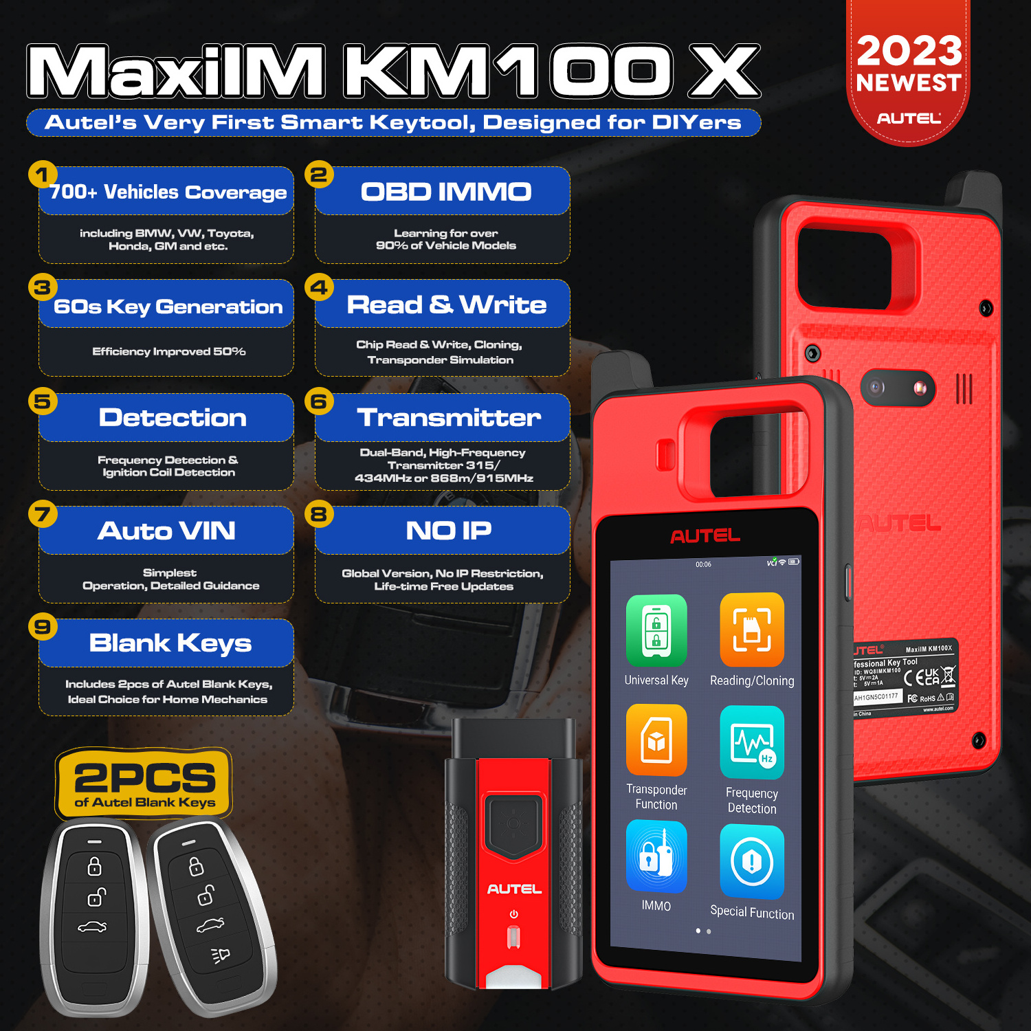 Autel MaxiIM KM100 X Altar KM100X Key Programming Machine For All Cars Code Reader Ikey Programmer Copy Vehicle Diagnostic Tools