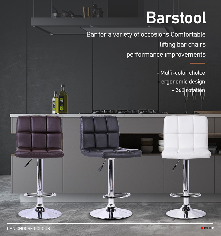 Commercial Furniture Restaurant Metal Leather Bar Stool Bar Chair 360 Degree Swivel Bar Stools