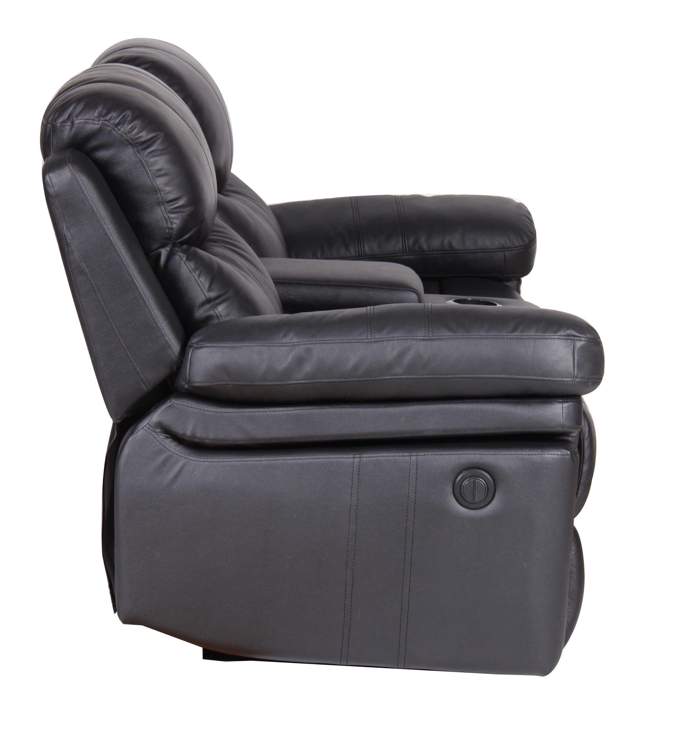 Modern SX-8184-2 manual recliner Sofa with COFFEE TABLE  TWO Seat Top Leather+PVC Metal Frame Living Room Extendable Features