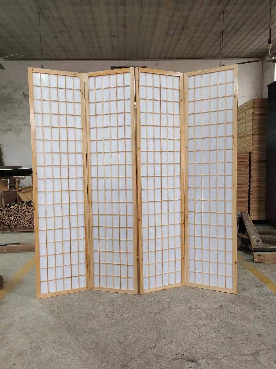 Japanese Antiqued Style Foldable Room Divider Wide Privacy Screen Panel Partition Wall for Bedroom Workshop Double Folding Wall