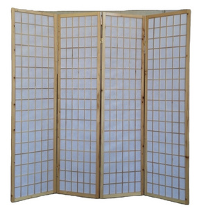 Japanese Antiqued Style Foldable Room Divider Wide Privacy Screen Panel Partition Wall for Bedroom Workshop Double Folding Wall