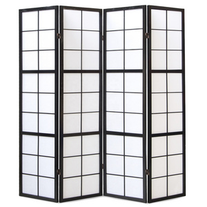 Contemporary 3-Panels Wood Picture Frame with Rice Paper Shoji Spring Waterfall Folding Screen Room Divider for Restaurant Decor