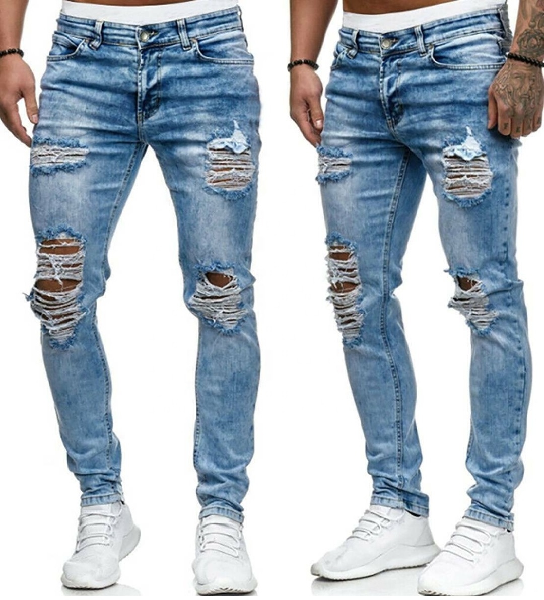 Manufactured by AJWA IMPEX New Style Denim Customized  pants men sky blue muscle fitted jean pants smoky denim casual wear pants