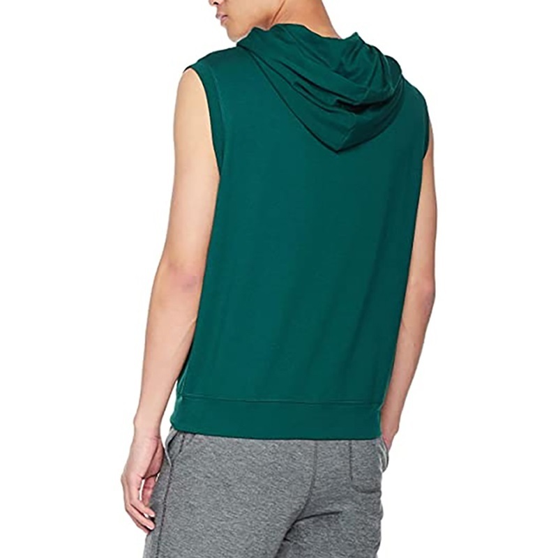 Bottle green solid color Sports Wear sleeveless hoodies wholesale men's zipper hoodie Men's cream color zipper hoodie