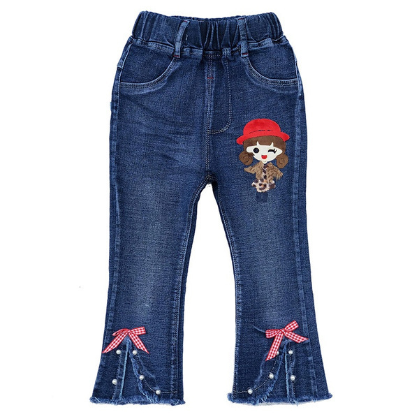 New Arrival Wholesale new style women embroidered denim jean for woman distressed ripped stacked denim pants New design denim