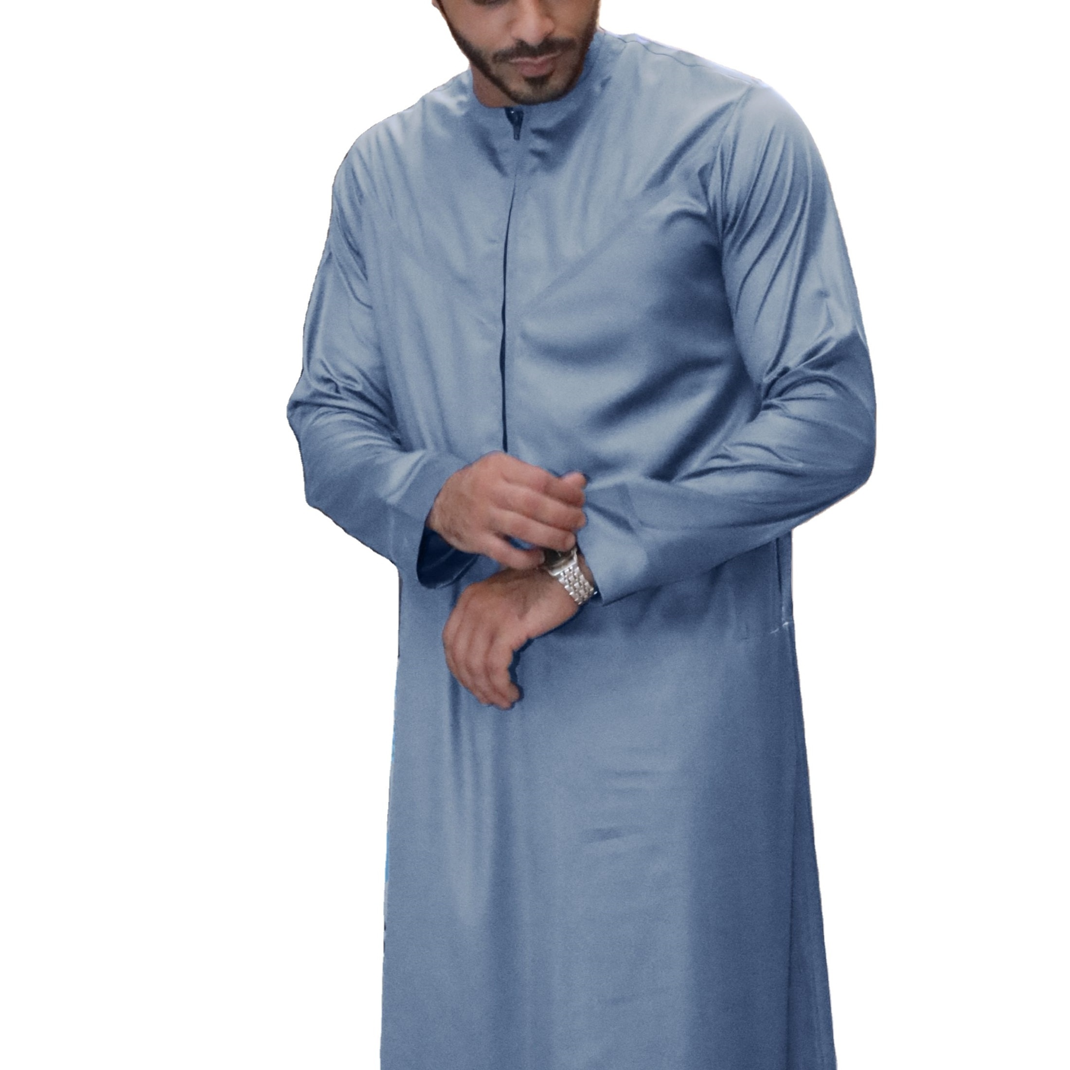 Hot Sale Best Selling Islamic Clothing Men Thobe Muslim Arabic Thobe Wholesale jubba for men islamic thobe zipper closure