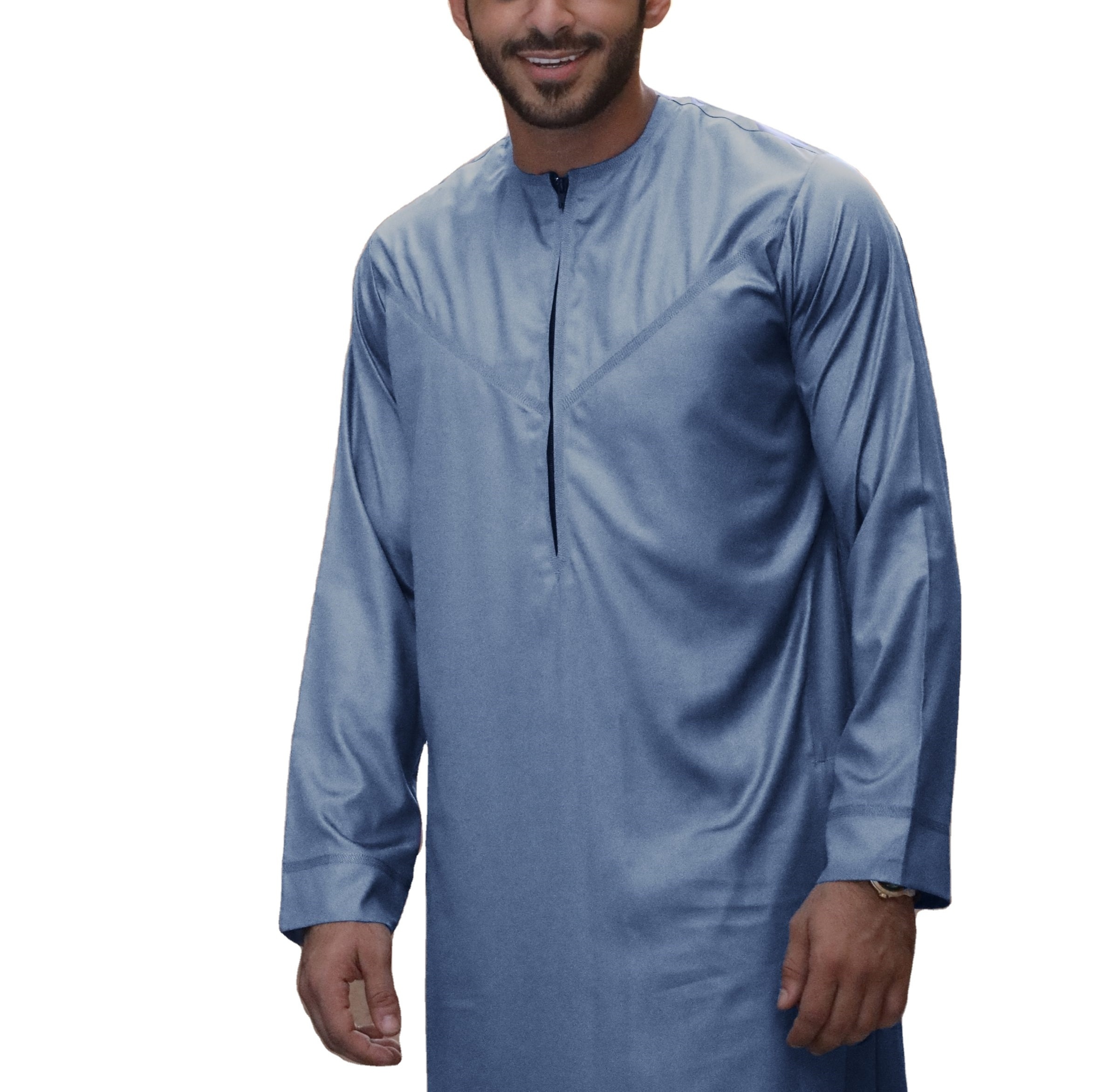 Hot Sale Best Selling Islamic Clothing Men Thobe Muslim Arabic Thobe Wholesale jubba for men islamic thobe zipper closure