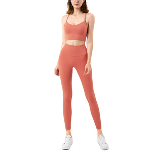 Peach color sexy wind breaker Women Athletic Clothing Sets Workout Set 2 Piece Yoga Fitness Clothes Exercise Running Sportswear