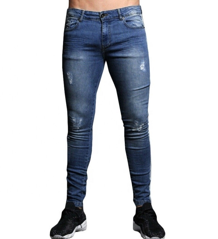 Manufactured by AJWA IMPEX New Style Denim Customized  pants men sky blue muscle fitted jean pants smoky denim casual wear pants