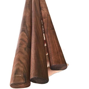 Wooden hanging pole for wardrobe black walnut wood pole for hanging clothes