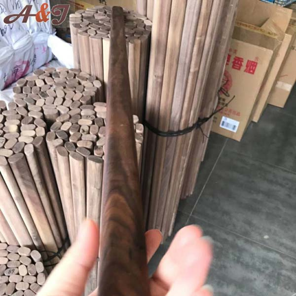 Wooden hanging pole for wardrobe black walnut wood pole for hanging clothes