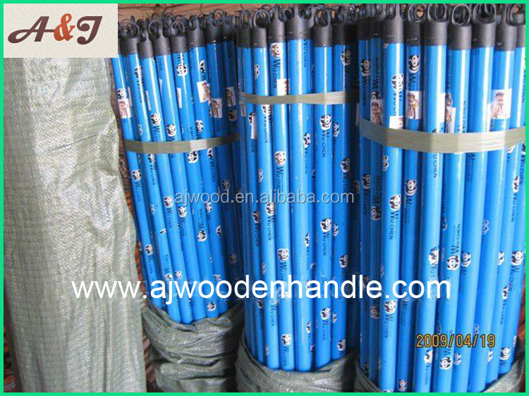 Wuchen panda logo pvc coated wooden mop handle