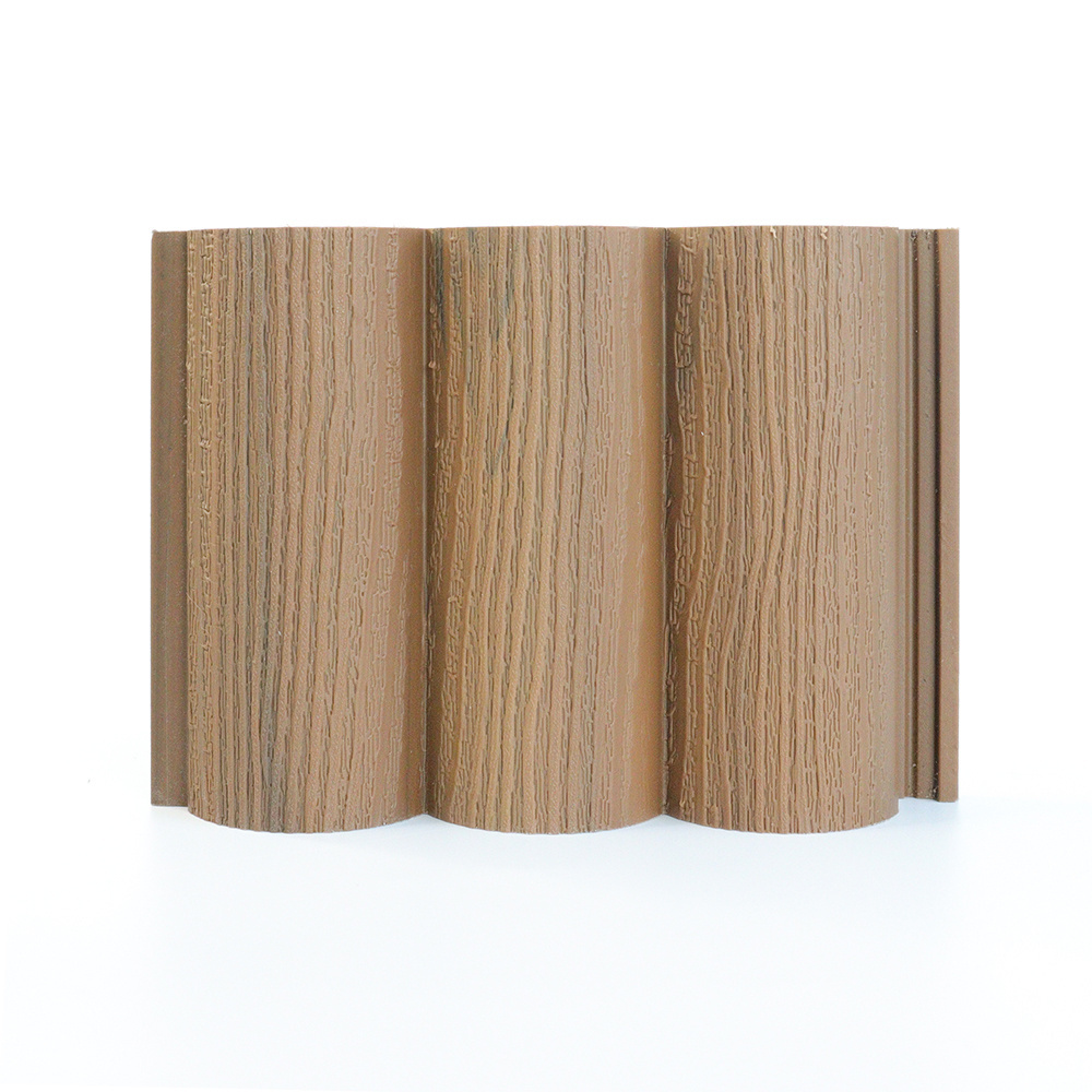 Outdoor encapsulated co-extrusion cladding wood effect arched shiplap profile capped wpc composite fluted wall panel