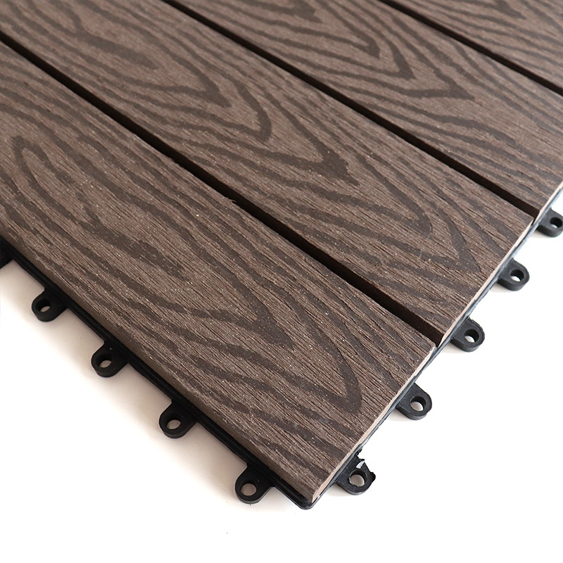 Wood plastic composite grid wood flooring WPC interlocking deck tile outdoor eco-friendly DIY tiles deep embossed composite tile