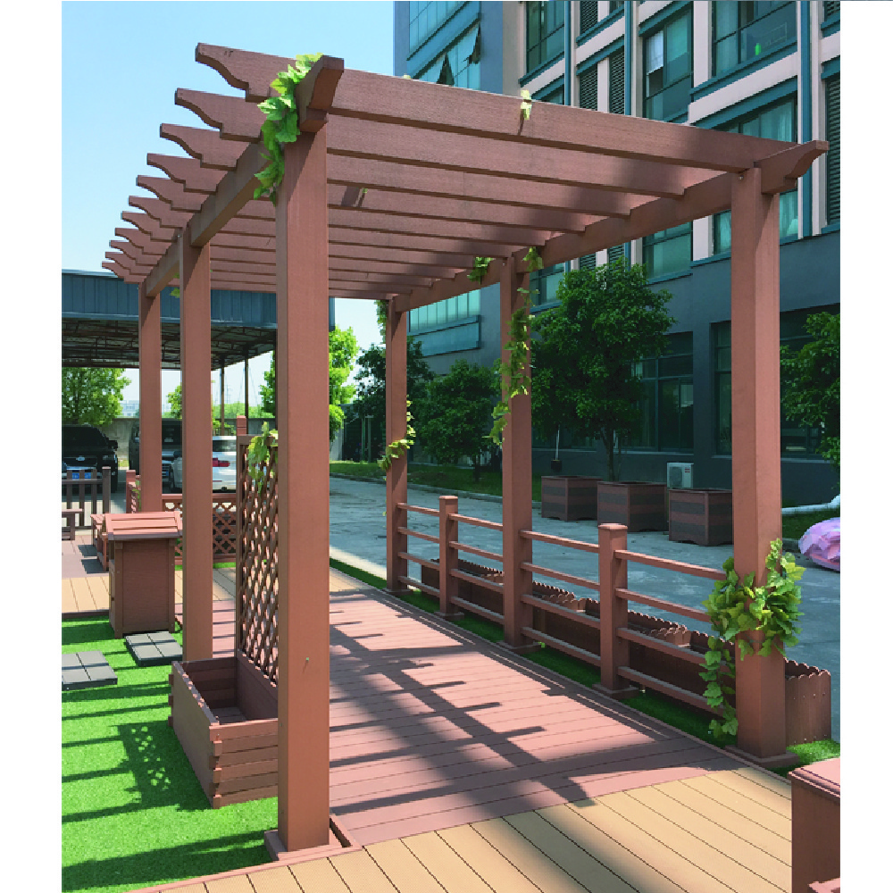 WPC Gazebo Modern Design Waterproof Louver Timber Tubes Wood Plastic Composite Hollow Square Tubes Outdoor PE DIY Garden Pergola