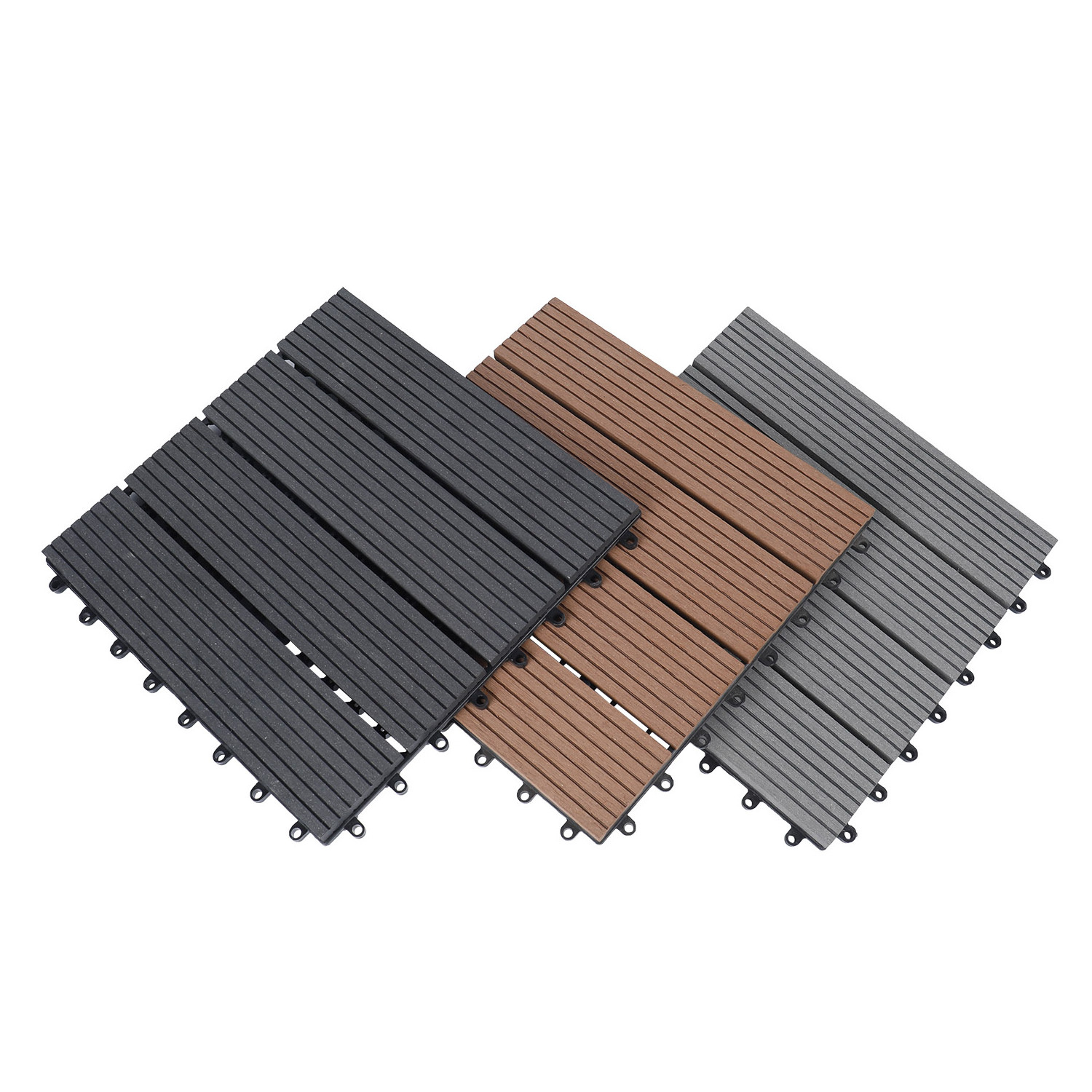 Anti slip waterproof and all weather resistant Interlocking compound wpc laminate flooring hardwood outdoor wooden flooring tile