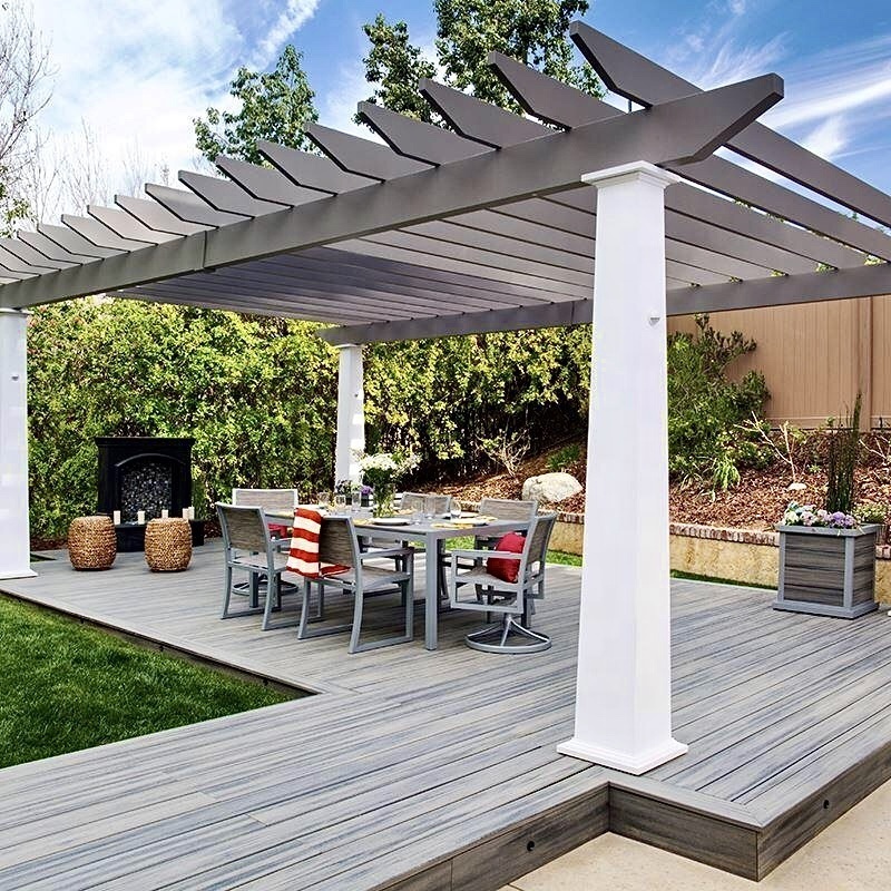 Garden building Used Easy install outdoor wood grain surface composite wood plastic pergola waterproof wpc arches trees pergolas