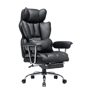 Ergonomic Big Tall High Back Breathable Leather Manager Executive Rocking Reclining Office Chair with Footrest