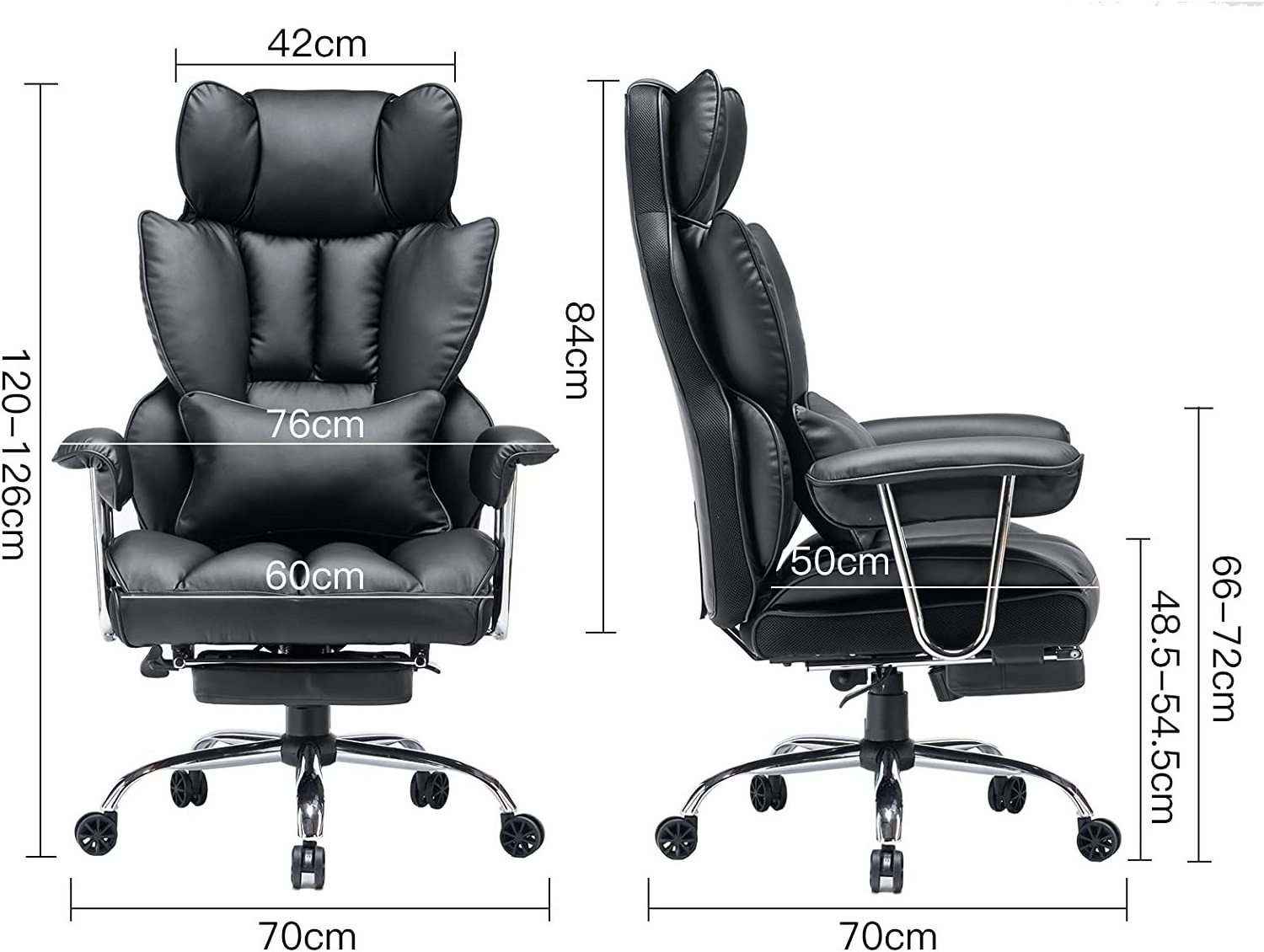 Ergonomic Big Tall High Back Breathable Leather Manager Executive Rocking Reclining Office Chair with Footrest