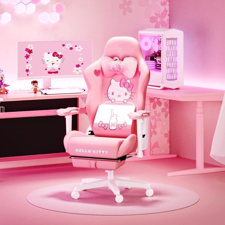 Indonesia popular custom color kid pink computer hello kitty comfortable cushion adjustable ergonomic gaming chair