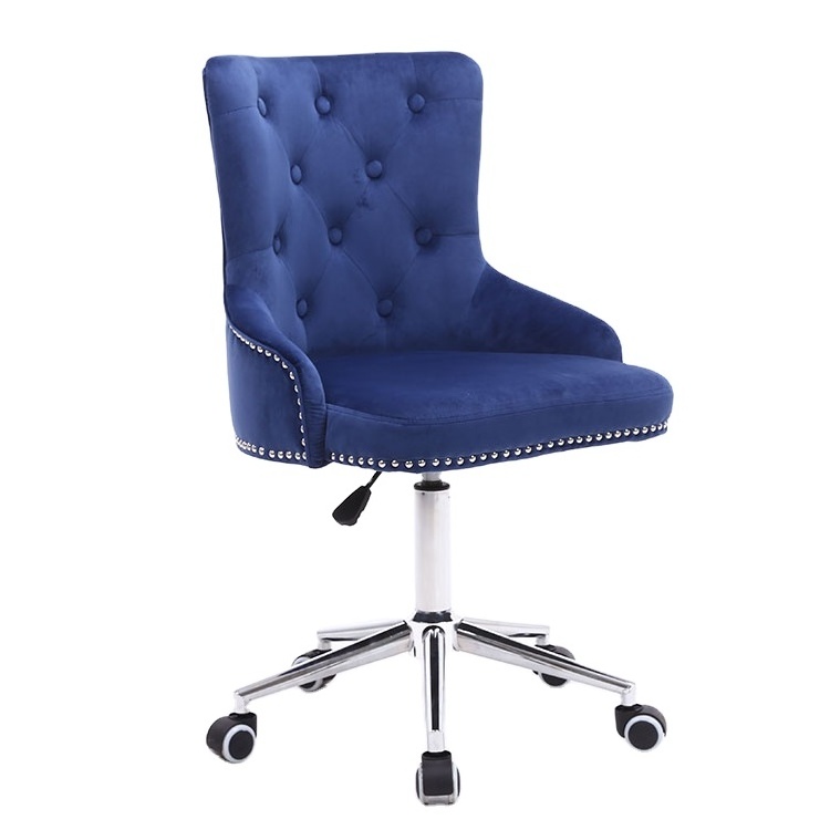 High Back Velvet Hot Sale Cheap Beautiful Blue Lift  Swivel  Office Furniture Executive Chair