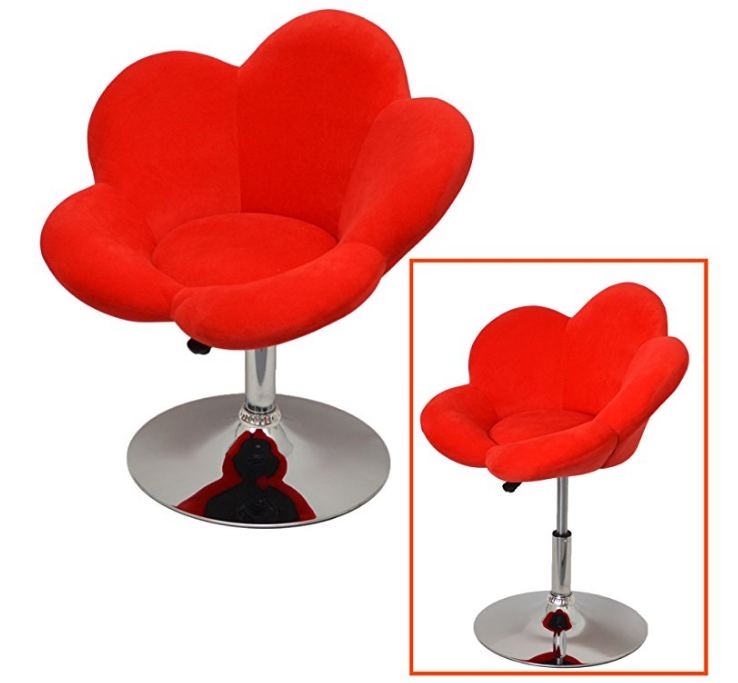 Home Use Casual Flower Shaped Fabric Swivel Bar Stool Fashion Sash Chair