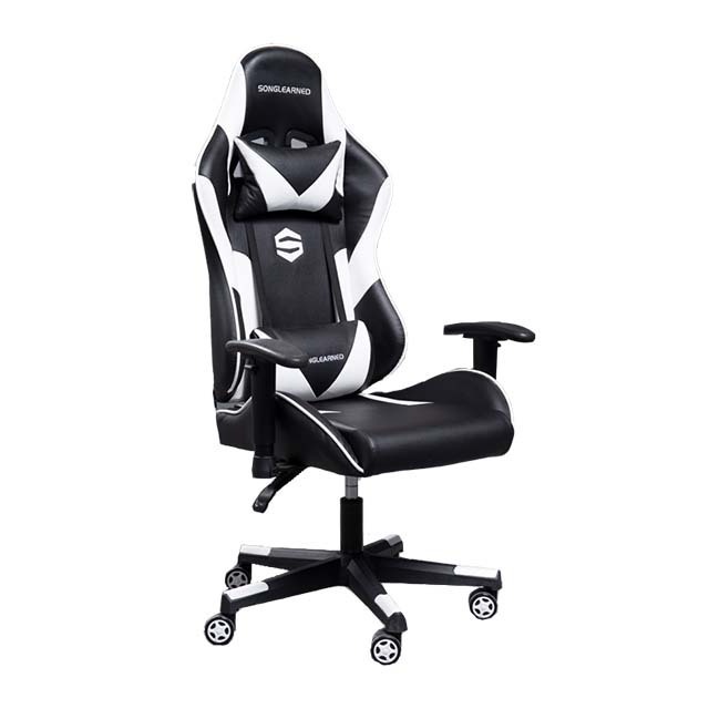 High quality Office Furniture Lumbar Support and Headrest Cushion Reclining Adjustable Armrest Racing Black Gaming Gamer Chair