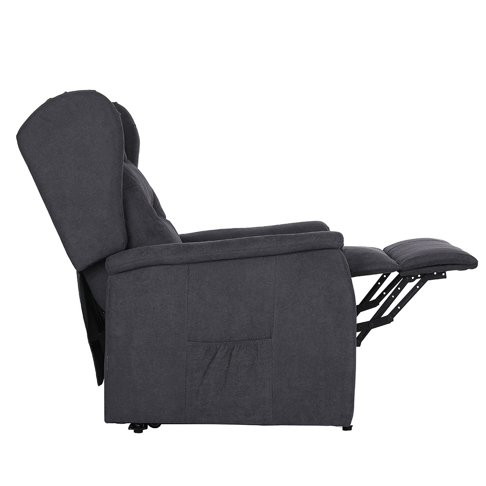 Double Motor Electrical Lift Massage Linen Fabric Massage Recliner Chair with Wheels for Living Room