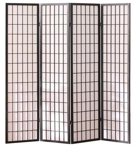 Dining Room Foldable Divider Sound Proof Wooden Screen for Hotel 4 Panel Decorative Wooden Folding Screen