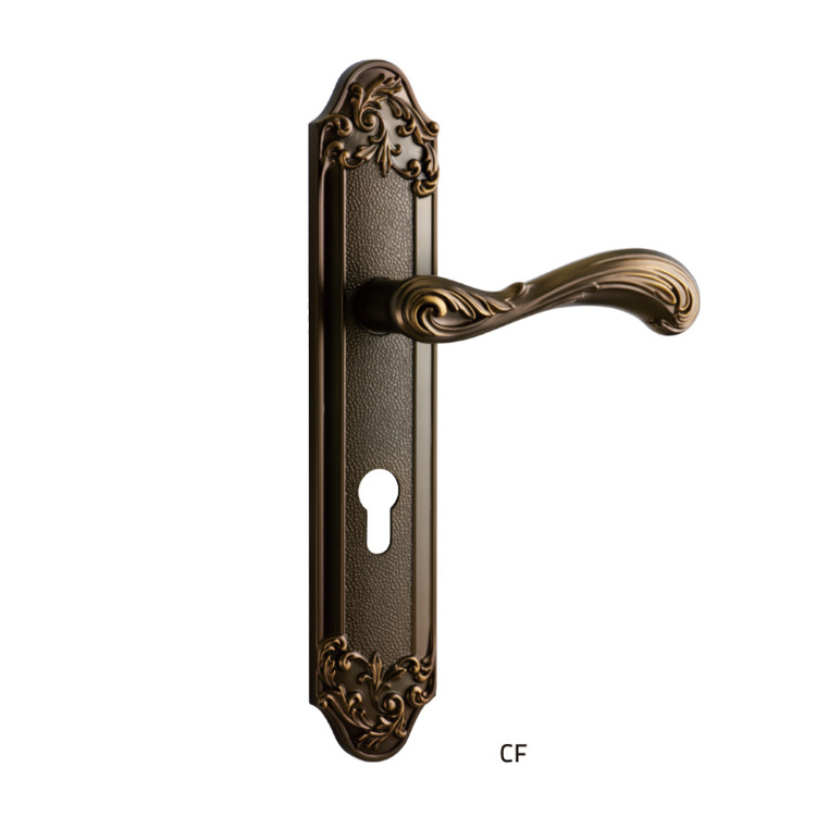 brass pull push door handle plate with backplate Luxury Italian Gold Brass Antique Door Pull Handle Interior With Lock