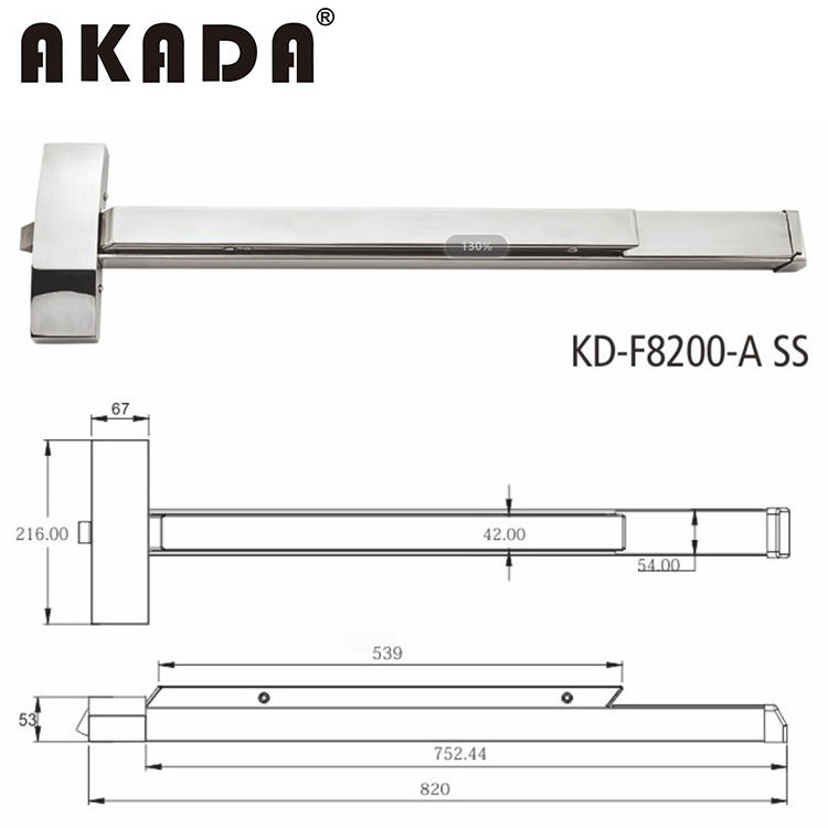 AKADA 2024  CE UL ANSI Push Bar emergency  stainless steel  Push handle panic exit fire door Device  panic bar