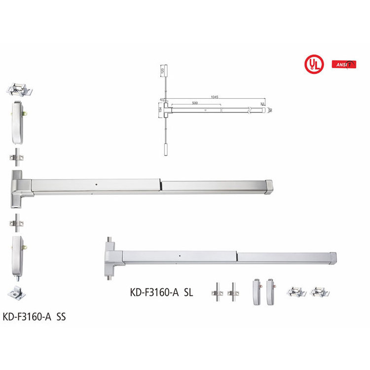 High Security Single amd Double Door 3 Point Latch Rim Surface Mount Panic Exit Device