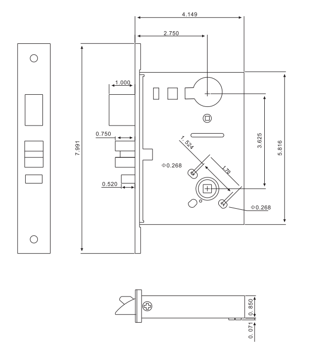 American Standard ANSI BHMA GRADE 1 Fire Rate Heavy Duty Mortise Door Lock