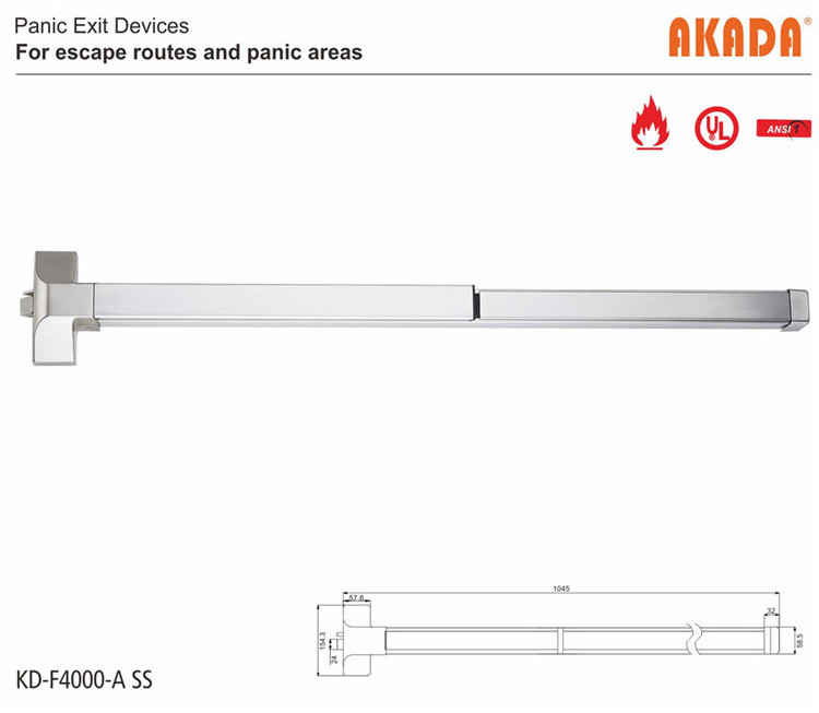 Panic exit device Outer trim fire panic exit device steel fire door push panic bar lock