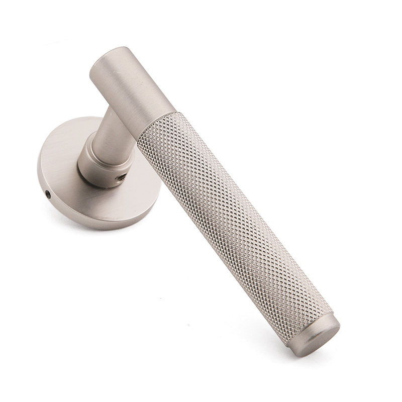 Russia Market European Iron Knurled Door Lock Handle On Aluminum Rose