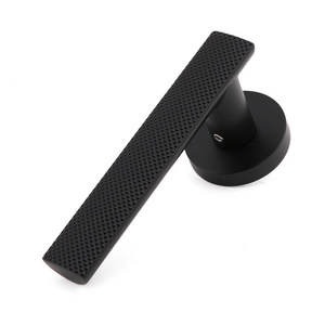 Matte Black Diamond shape door knurled handle tubular lever handle knob handle bathroom door  knobs