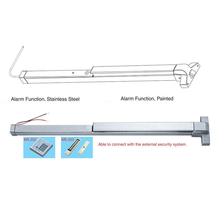 Commercial ANSI Grade 2 standard UL listed fire door panic bar with alarm function