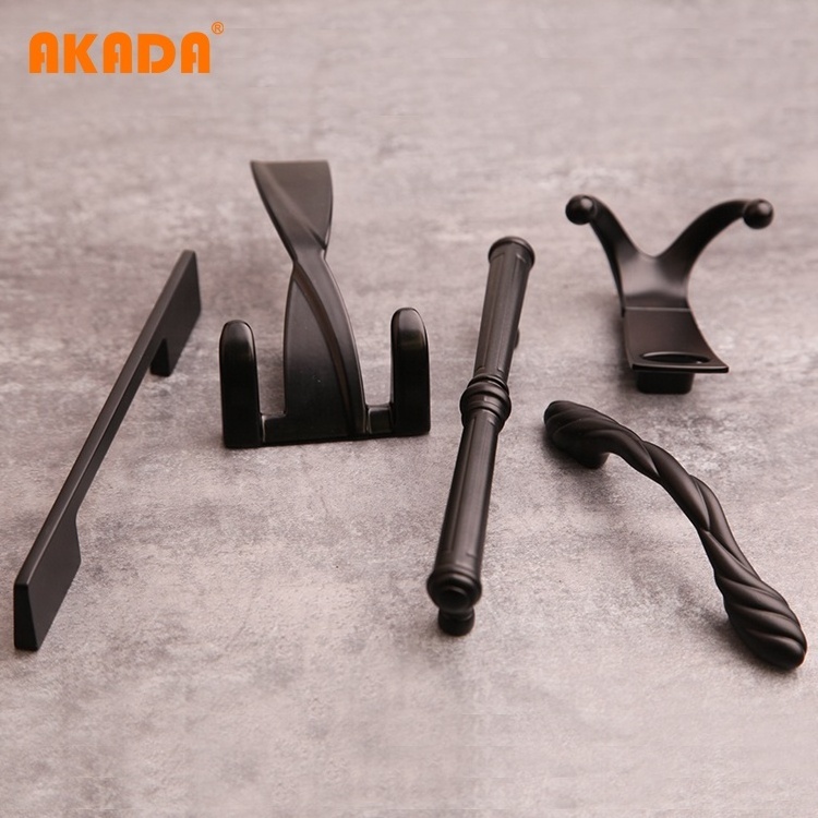 AK2759 AKADA Aluminum Black Color Modern Tube Bar Cabinet Handles and Knobs ZAMAK Contemporary Furniture Handle Kitchen Handles