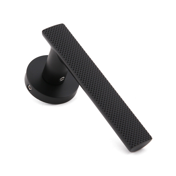 Matte Black Diamond shape door knurled handle tubular lever handle knob handle bathroom door  knobs