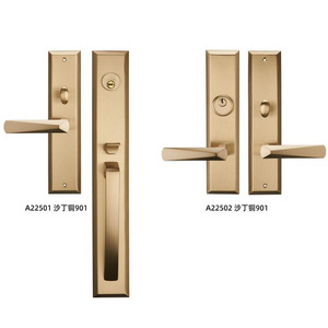 2024 high quality  luxury brass door handle pure copper main door  handle set