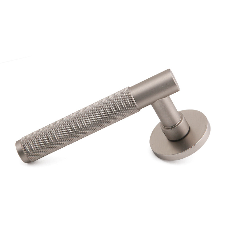 Russia Market European Iron Knurled Door Lock Handle On Aluminum Rose