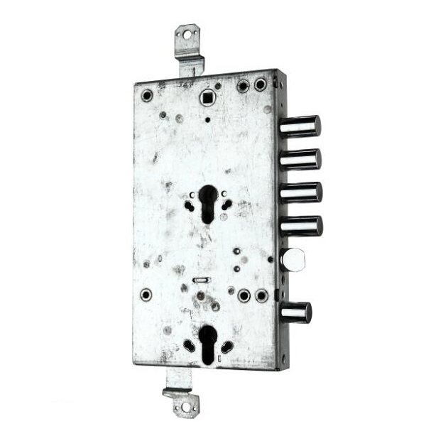 Full steel latch with double cylinder gear structure armored security door lock