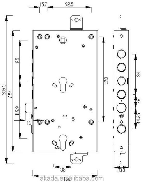 Full steel latch with double cylinder gear structure armored security door lock