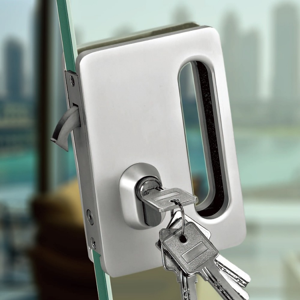 double side open commercial sliding glass door lock