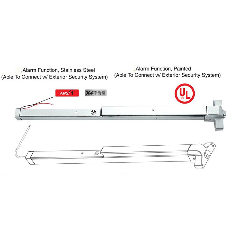 Commercial ANSI Grade 2 standard UL listed fire door panic bar with alarm function